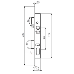 Serrure à Cylindre 30x30 Axe 14 Mm Entraxe 85 Mm Thirard 094381