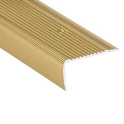 Nez De Marches Percé Dessus Striés Finition Alu Or Dimensions 44x21mm Longueur 3m Romus 15323