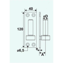 Gond Sur Plaque 40 X 120 Mm Diamètre 12 Mm Avec Trous Fraisés Noir Torbel 6120124 -Magasin D'Outils Pour La Maison Élégant 6120124 1