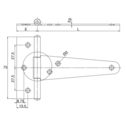 Penture Anglaise Percée Acier Noir épaisseur 2,5 Mm Longueur 500 Mm
