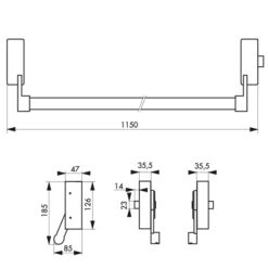 Serrure Antipanique 1 Point Thirard D-CROSS - Noire - 1150 Mm Max -Magasin D'Outils Pour La Maison Élégant antipanic schema
