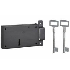 Serrure En Applique Thirard - Droit - Noire - 2 Clés - 140 X 80 Mm