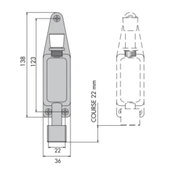 Arrêt Fixe De Porte Groom Acier Laqué Argent Avec Tampon Caoutchouc