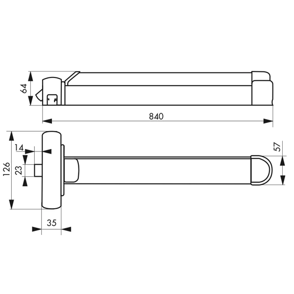 Barre Antipanique 1 Point Thirard S-Push - Gris - Longueur 840 Mm 4 Barre Antipanique 1 Point Thirard S-Push - Gris - Longueur 840 Mm – Image 2