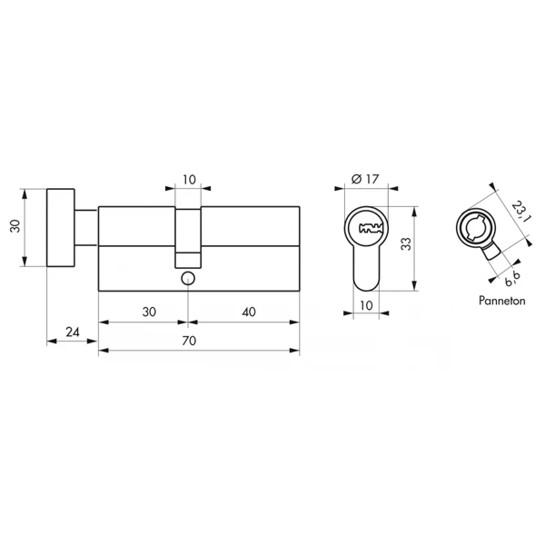 Cylindre à Bouton Thirard Transit 1 - Nickel Velours - 30 X 40 Mm 4 Cylindre à Bouton Thirard Transit 1 - Nickel Velours - 30 X 40 Mm – Image 2