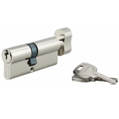 Cylindre De Sûreté à Bouton Thirard - Laiton Nickelé - 40 X 30 Mm