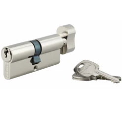 Cylindre De Sûreté à Bouton Thirard - Laiton Nickelé - 40 X 40 Mm