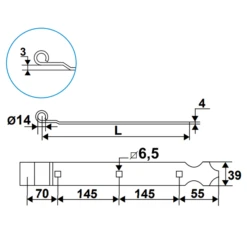 Penture Feston Cambrée Et Percée Torbel Noire Gond 14 Mm Longueur 560 Mm