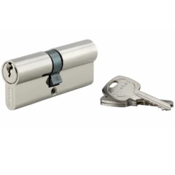 Cylindre De Sûreté - Laiton Nickelé - 35 X 40 Mm