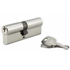 Cylindre De Sûreté - Laiton Nickelé - 40 X 45 Mm