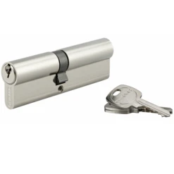 Cylindre De Sûreté - Laiton Nickelé - 45 X 55 Mm