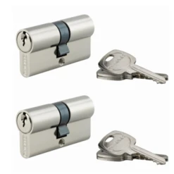 Cylindre S'entrouvrant à Double Entrée Laiton Nickelé - 30 X 30 Mm - Livré Avec 6 Clés - Lot De 2 Thirard 216262