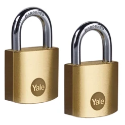 Cadenas Standard Laiton 40 Mm - Yale - Anse Acier Cémenté - Lot De 2 Cadenas S'entrouvrant - 4 Clés