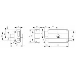 Serrure Applique Double Cylindre Tirage Gauche 140mm Axe 70mm 3 Clés -Magasin D'Outils Pour La Maison Élégant dimensions serrure en appli