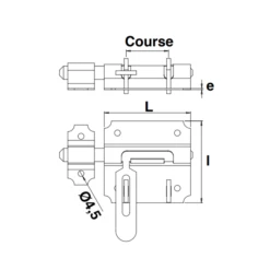 Verrou Box Gâche Targette Cadenas Ø14mm Longueur 90mm Acier Zingué Blanc