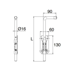 Verrou Baïonnette De Sol Ø 16mm Longueur 500 Mm Acier Zingué Blanc