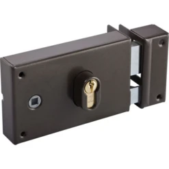 Serrure En Applique Horizontale Profil Européen à Fouillot Marron Droit