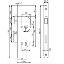 Serrure à Larder Bec De Canne Condamnation Par Clé Réversible NF Noire