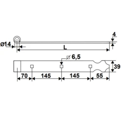 Penture Feston Percée Torbel Noire 39 X 4 Mm Gond 14 Mm Longueur 560 Mm
