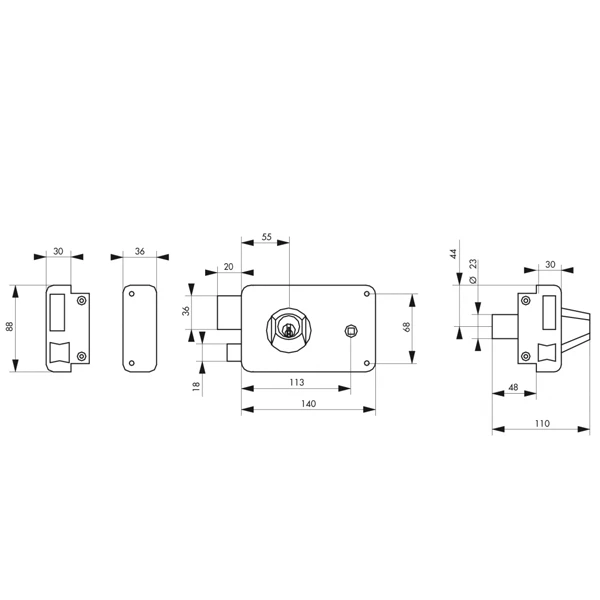 Serrure En Applique à Fouillot Et Cylindre Thirard - Gauche 4 Serrure En Applique à Fouillot Et Cylindre Thirard - Gauche – Image 2