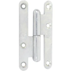 Paumelle Droite Bouts Ronds Sens Gauche Acier Zingué Blanc 110 X 70 Mm
