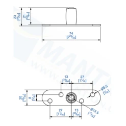 Guide Sol Pour Vantaux Rainurés Platine Inox 25 X 17 Mm Mantion 1102XA2
