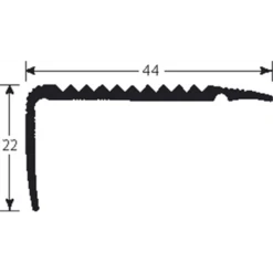 Nez De Marches Percé Dessus Striés Finition Alu Dimensions 44x21mm Longueur 3m Romus 15303