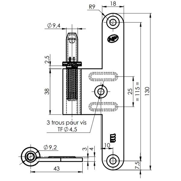 Monin Lame Mâle De Paumelle Universelle Pour Huisserie Bois - Sens Droit 4 Monin Lame Mâle De Paumelle Universelle Pour Huisserie Bois - Sens Droit – Image 2