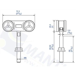 Monture Sur Roulement à Billes Avec Bandage Nylon Et Vis M8 En Inox - Capacité 40 Kg
