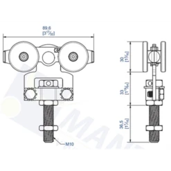Monture Fixation Chant 4 Galets 80kg Pour Rail 35x30 Mantion 2235 - Lot De 2