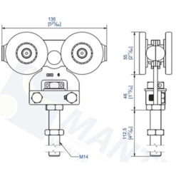 Monture à Galet 226A Pour Rail 62x55 Longue 120 Mm : Mantion 2265AL - Lot De 2 -Magasin D'Outils Pour La Maison Élégant mantion 2265 al