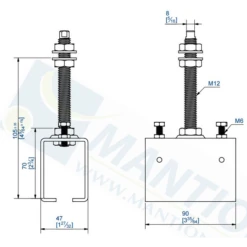 Support De Raccordement Tige Longue Pour Rail 50x40 Mm Mantion 5041ML