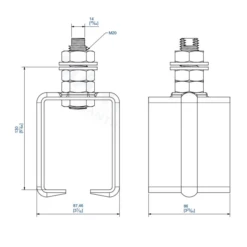 Support Enveloppant Acier Tige M20 - 8571 Mantion - Pour Rail 85x70 Mm