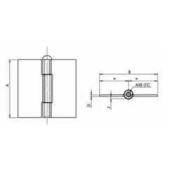 Charnière Américaine à Noeud Roulé Acier Décapé Non Percée 70x70 Mm : Monin 425440