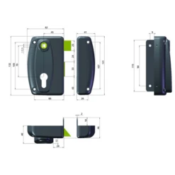 Serrure En Applique Verticale à Fouillot - Freelox JPM - Axe à 45 Mm - Main Droite - Noir 117510-01-2A