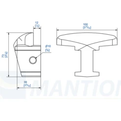 Demi-sabot à Sceller En Fonte Mantion 1015 Pour Porte Lourde - 100x73 Mm