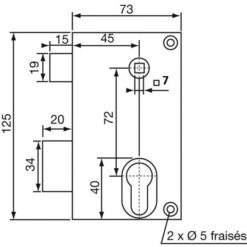 Serrure En Applique Verticale Profil Droite Vachette 7216MD