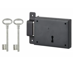 Serrure En Applique Thirard - Gauche - Noire - 2 Clés - 110 X 80 Mm