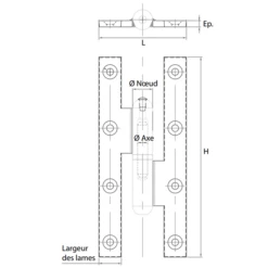 Paumelle Picarde Clémenson Gauche Acier Brut Bague Laiton - 190 X 80 Mm