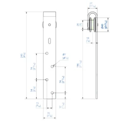 Monture à Galet Pour Porte à Déplacement Droit Capacité 20 Kg Mantion 0015