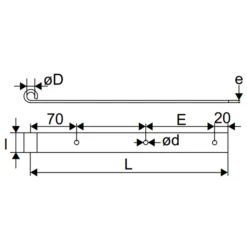 Penture Droite Percée Noir Torbel Gond 16 Mm Longueur 1000 Mm