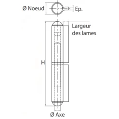 Paumelle Grille Roulée Lame Courte Acier Brut Bague Laiton 140 Mm 65 Kg