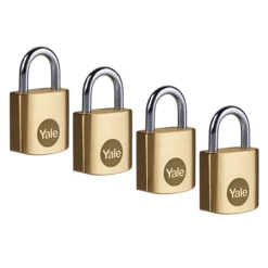 Cadenas Standard Laiton 40 Mm - Yale - Anse Acier Cémenté - Lot De 4 Cadenas S'entrouvrant - 4 Clés