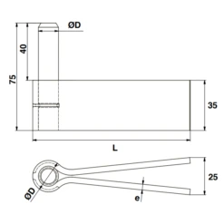 Gond à Sceller Torbel 2 Lames Inox Laiton Gond De 16 Mm Longueur 120 Mm