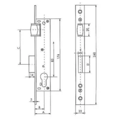 Boîtier Serrure à Cylindre Rouleau Axe 25 Largeur 41 Mm Thirard 011826