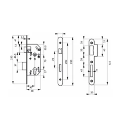 Serrure Encastrer Pêne Demi-tour Réversible 40 Mm 70 Mm Acier Noir