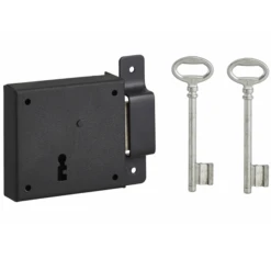 Serrure En Applique Thirard - Sens Droit - Noire - 2 Clés - 85 X 76 Mm