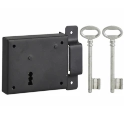 Serrure En Applique Thirard - Sens Droit - Noire - 2 Clés - 95 X 76 Mm