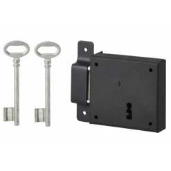 Serrure En Applique Thirard - Gauche - Noire - 2 Clés - 85 X 76 Mm