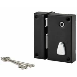 Serrure En Applique à Fouillot Thirard Gauche - Noire - 75x130 Mm